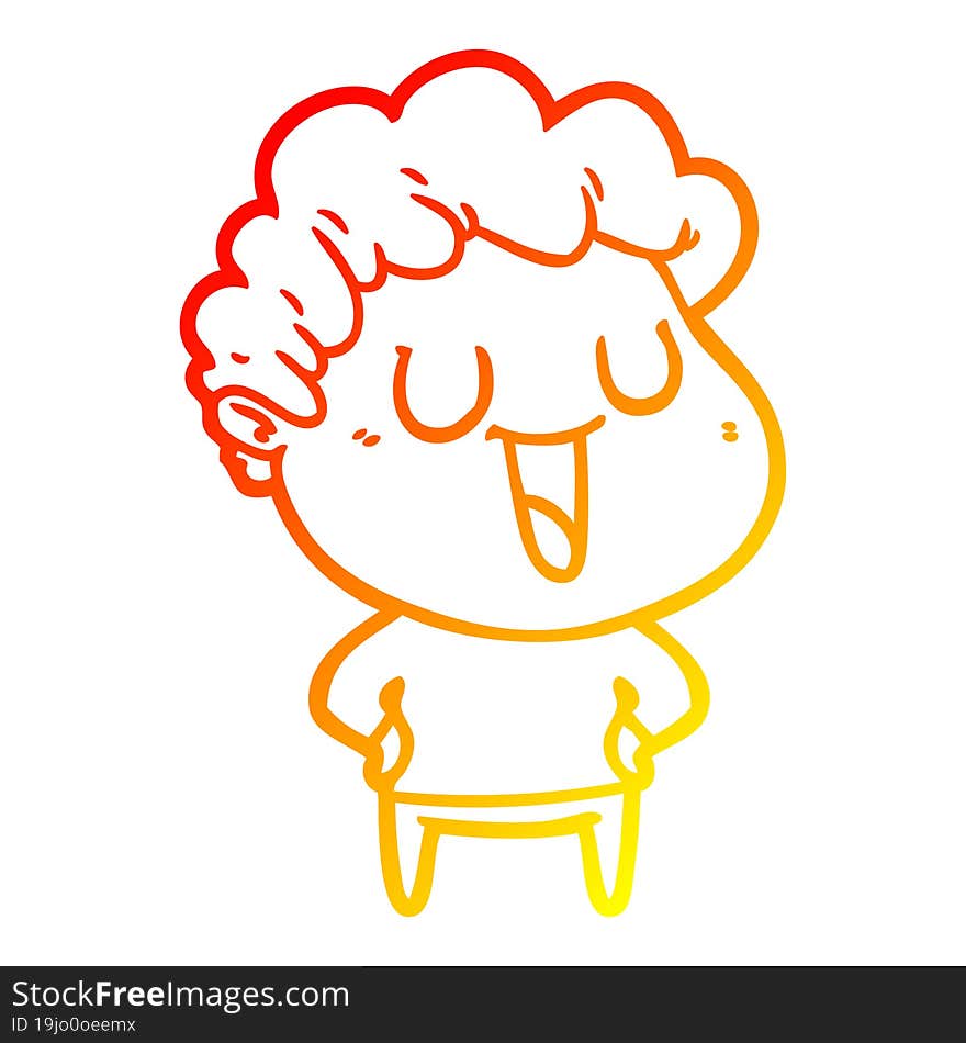 warm gradient line drawing of a laughing cartoon man