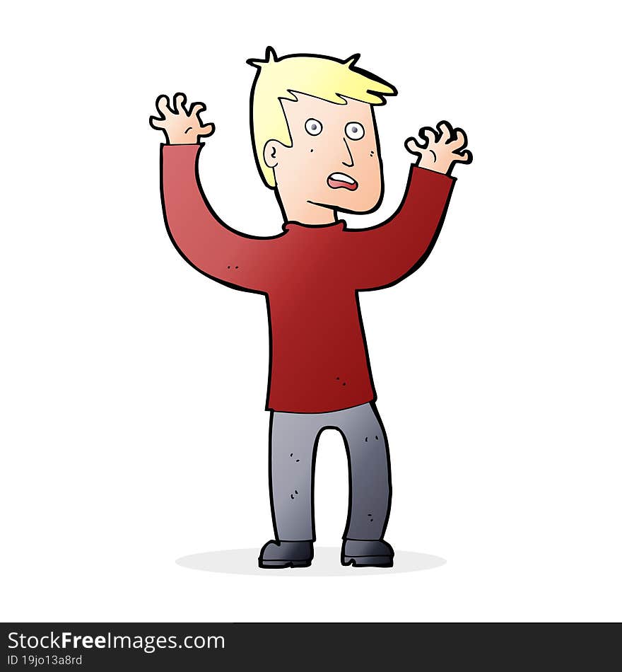 cartoon terrified man