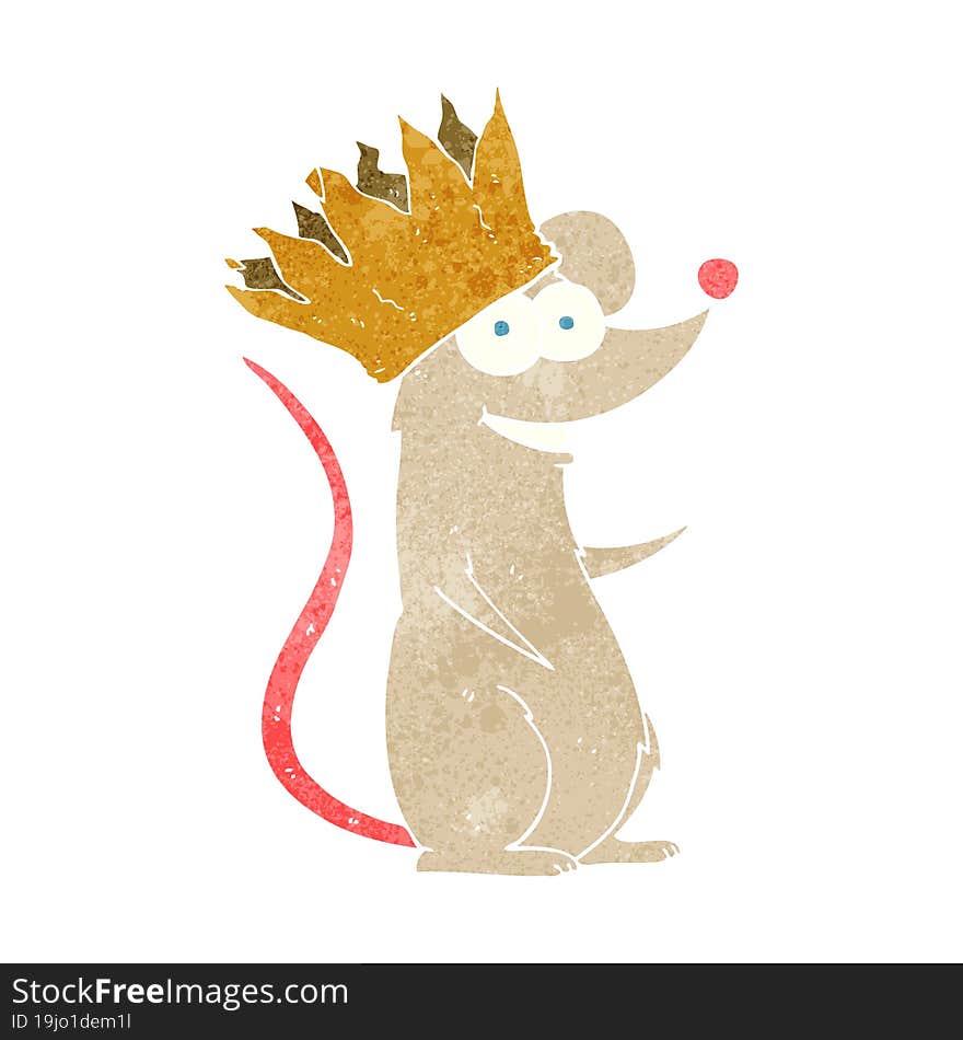 retro cartoon mouse wearing crown