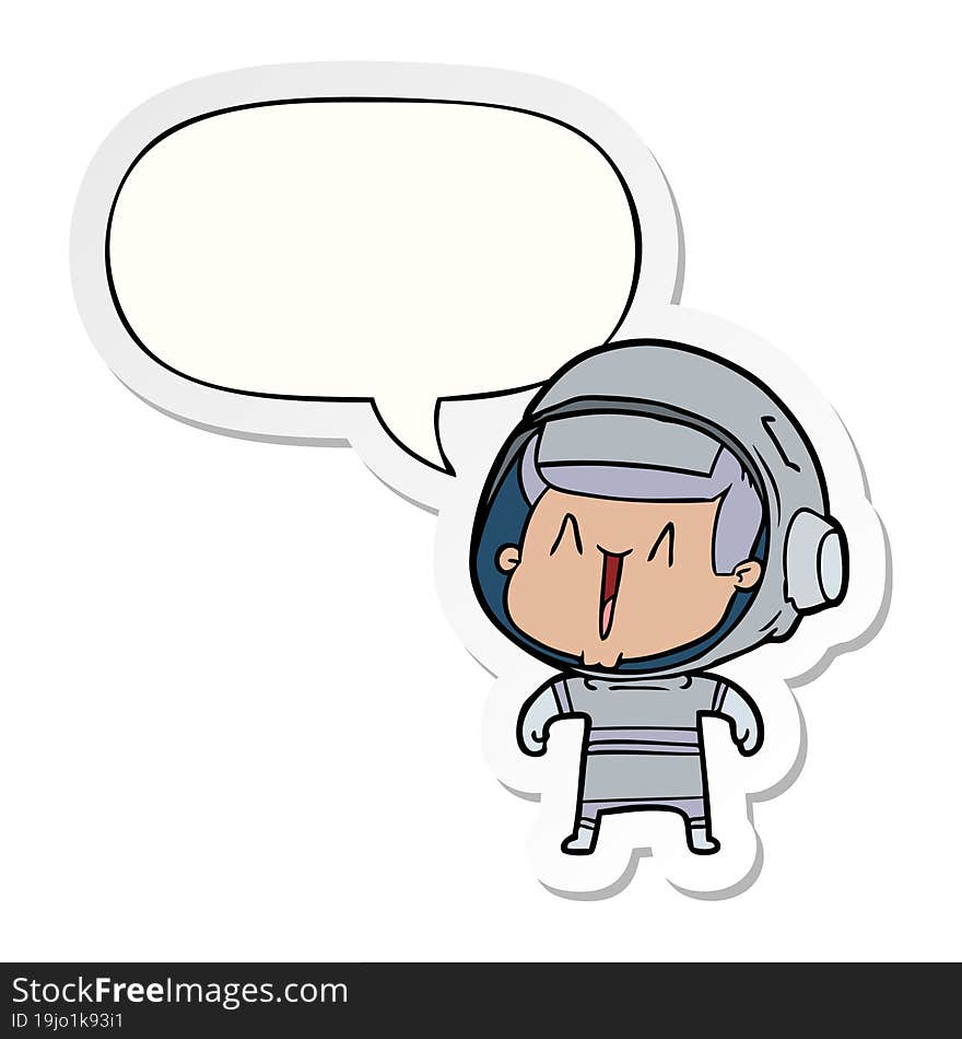 cartoon astronaut man with speech bubble sticker