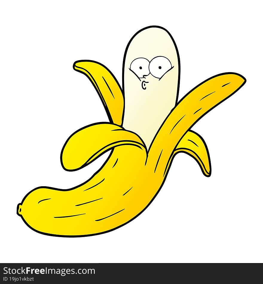 cartoon banana with face. cartoon banana with face