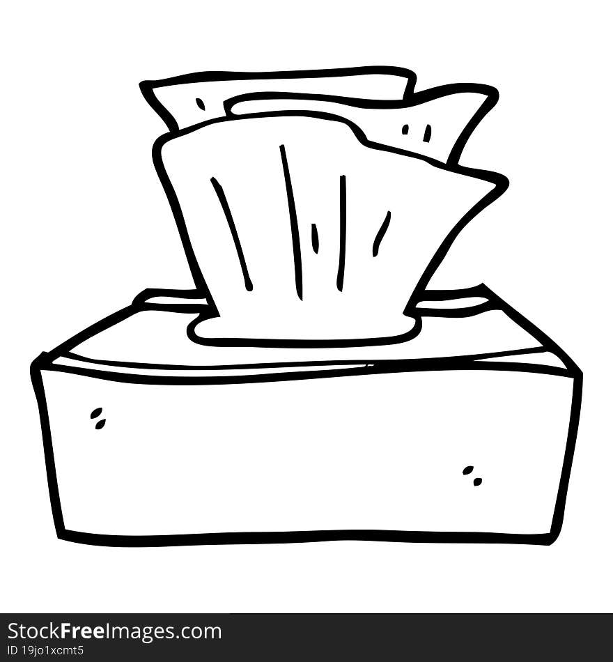 line drawing cartoon box of tissues