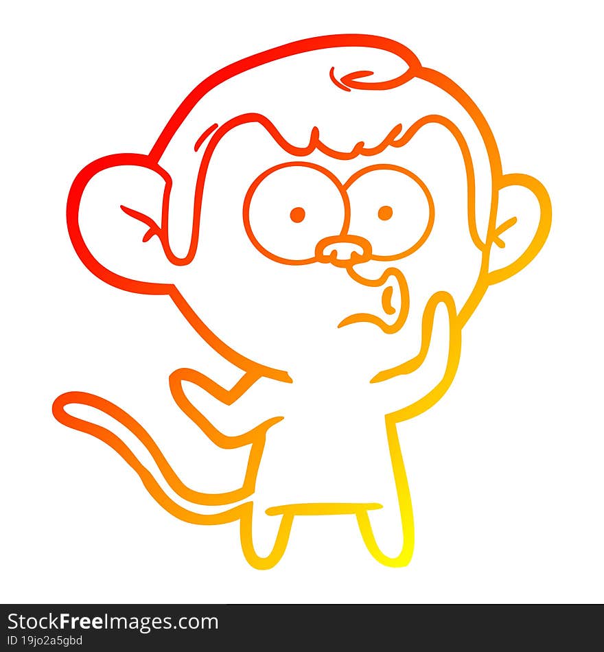 warm gradient line drawing cartoon hooting monkey