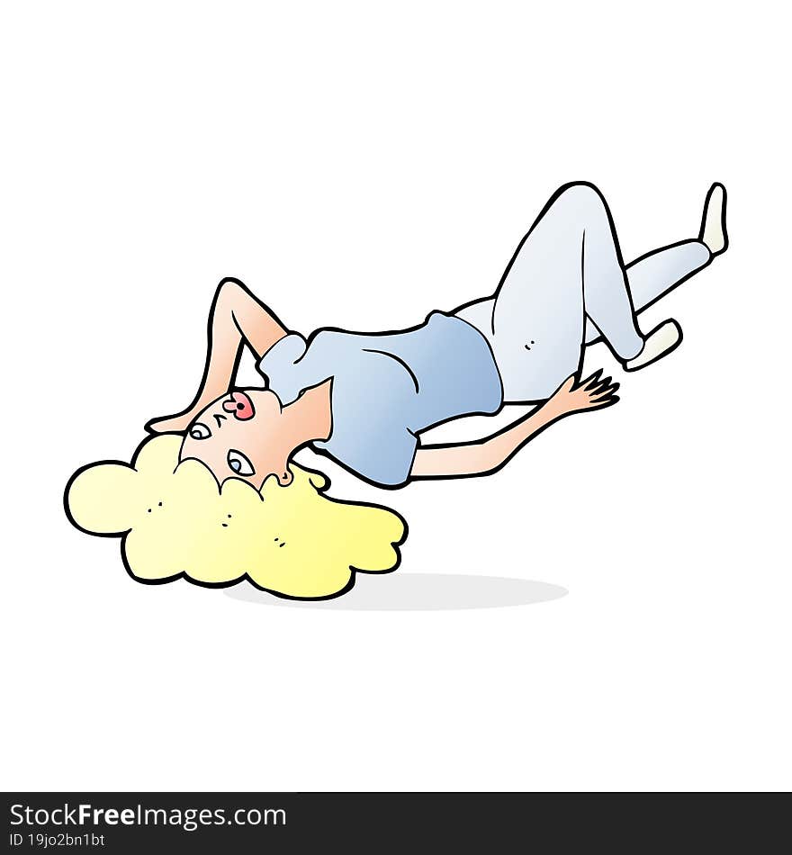 Cartoon Woman Lying On Floor