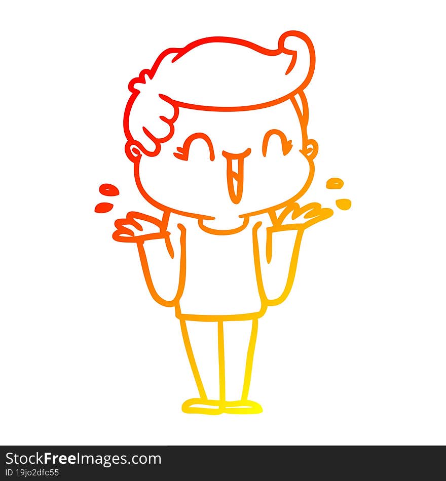 Warm Gradient Line Drawing Cartoon Laughing Boy