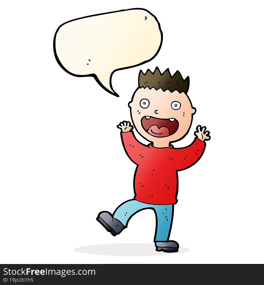 Cartoon Crazy Happy Man With Speech Bubble