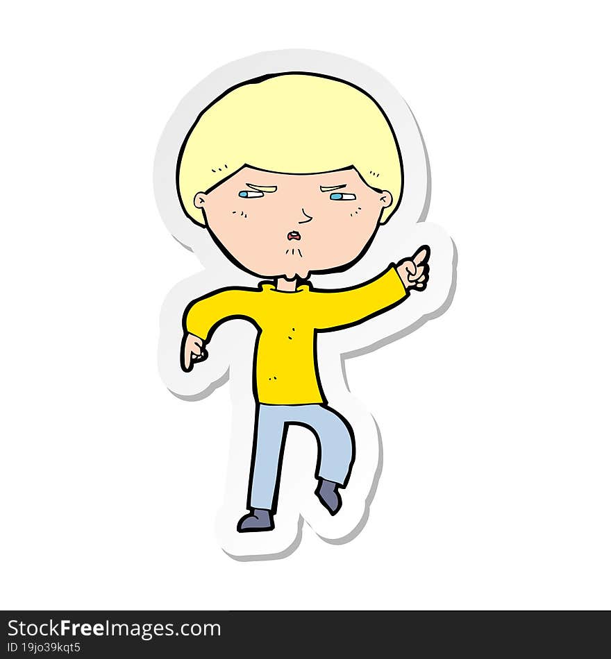 Sticker Of A Cartoon Annoyed Man