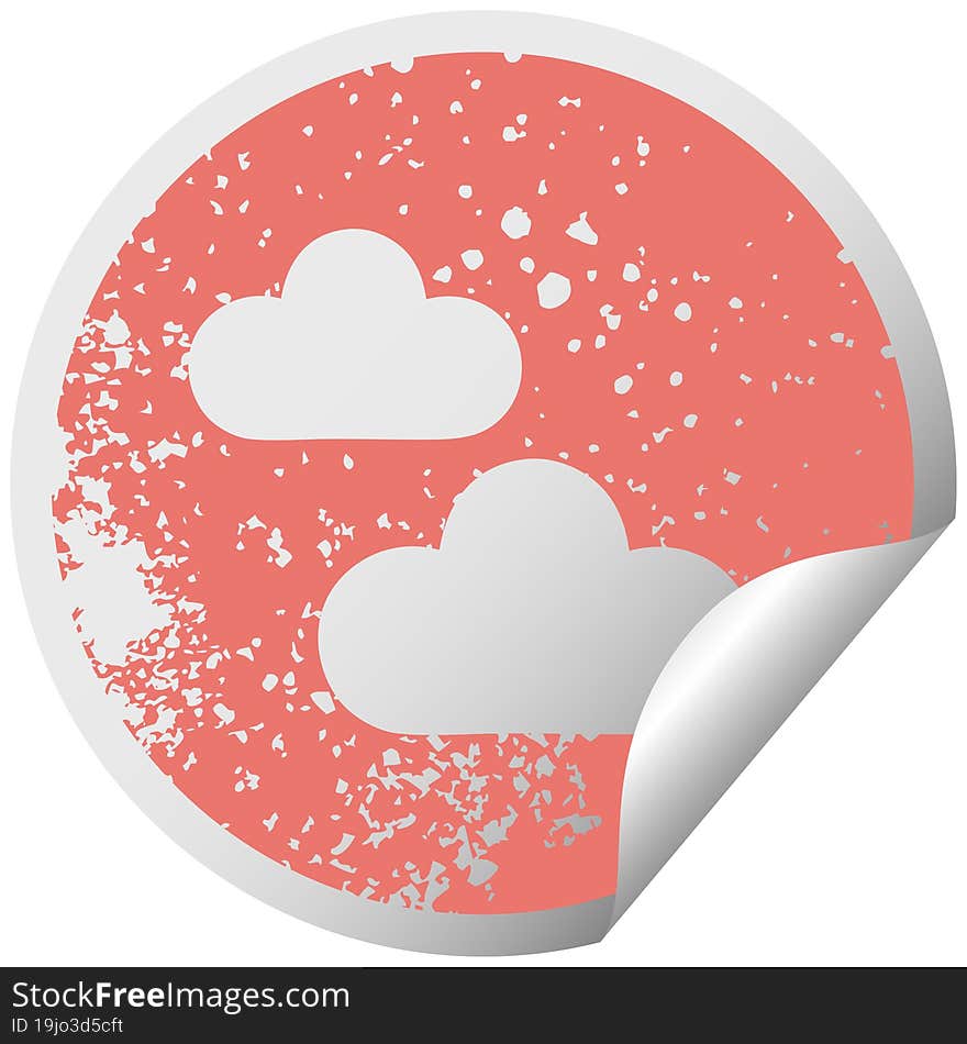 distressed circular peeling sticker symbol snow cloud