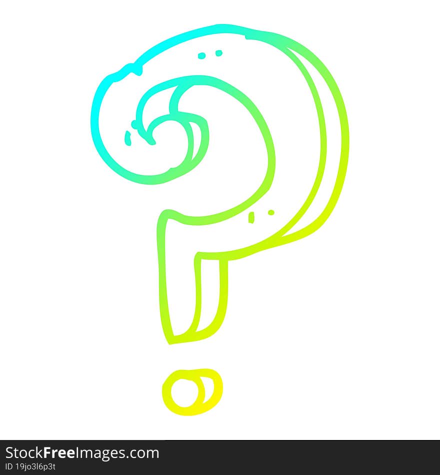 cold gradient line drawing cartoon question mark