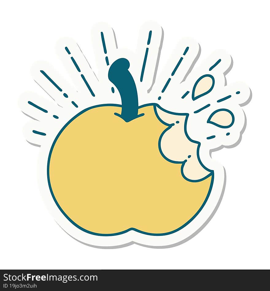 sticker of tattoo style bitten apple