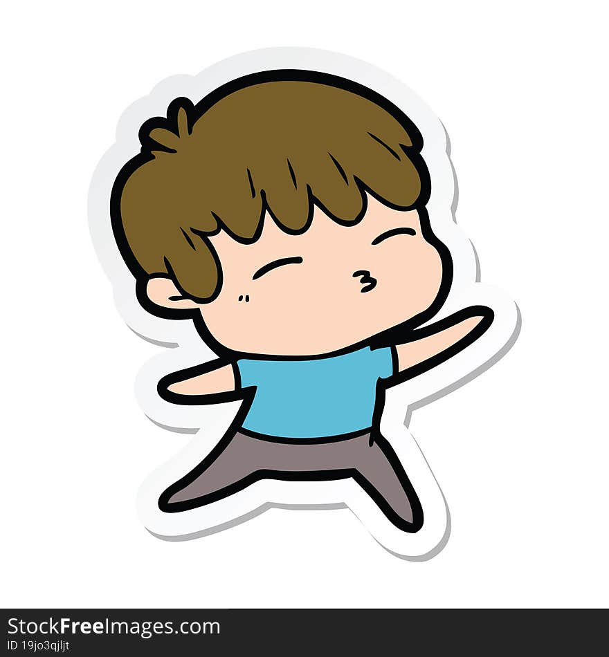 sticker of a cartoon curious boy