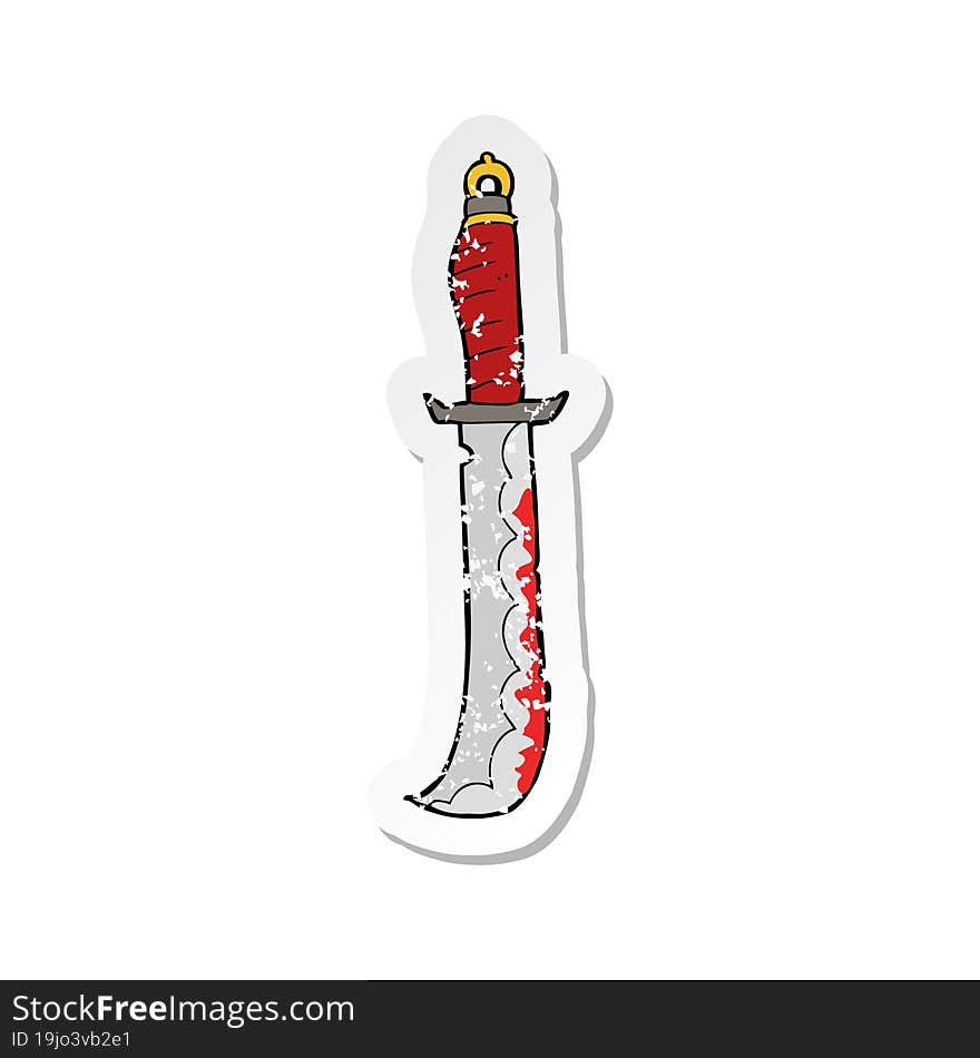 retro distressed sticker of a cartoon sword