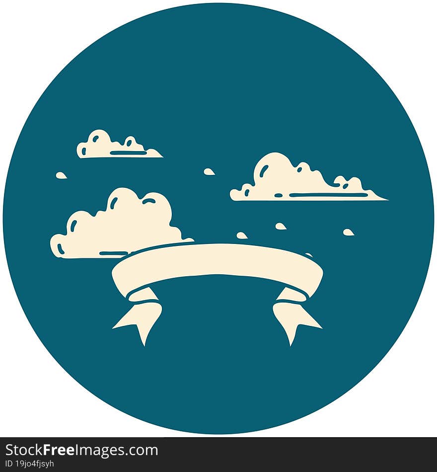 icon of tattoo style floating clouds