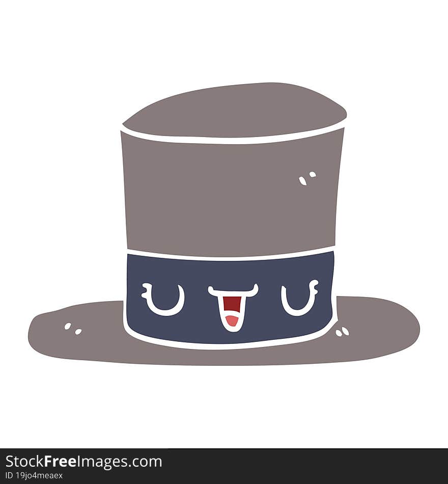 Flat Color Style Cartoon Top Hat