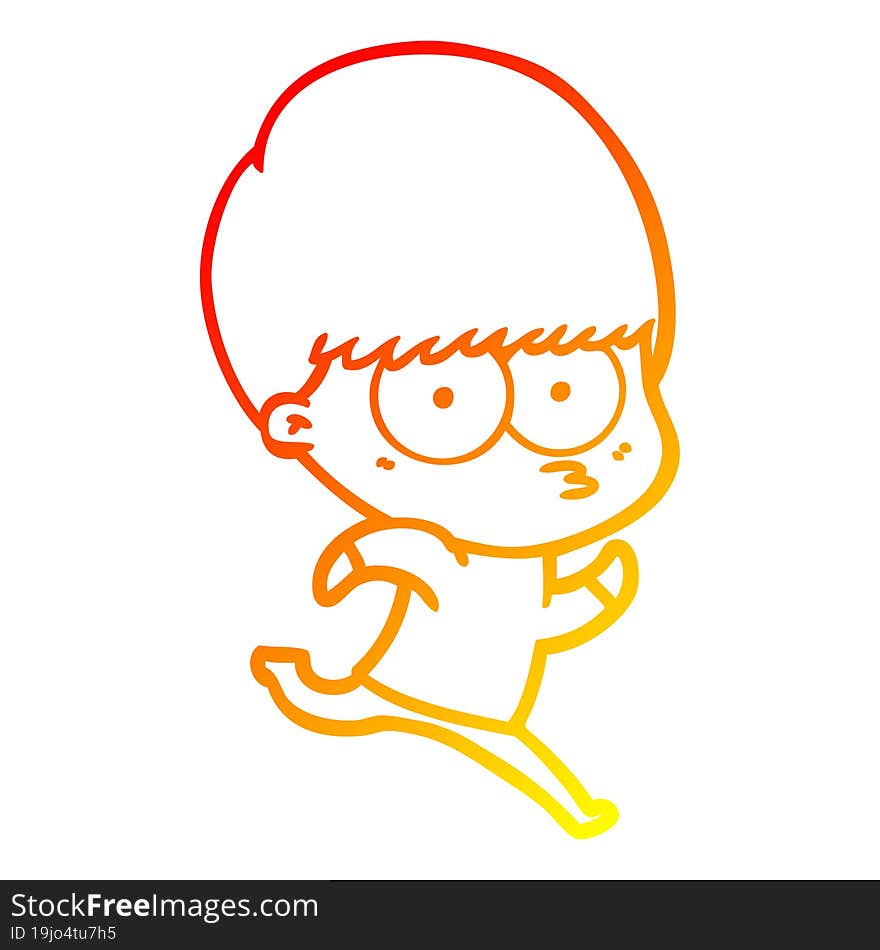 warm gradient line drawing nervous cartoon boy