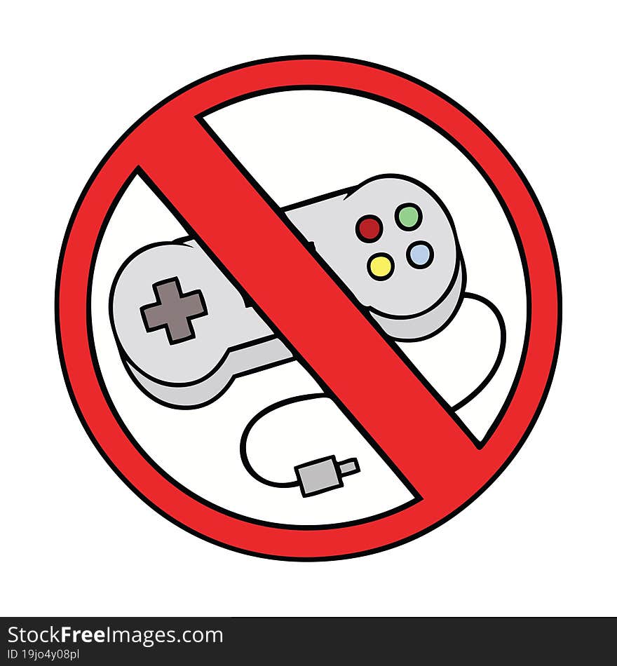 cute cartoon no gaming allowed sign