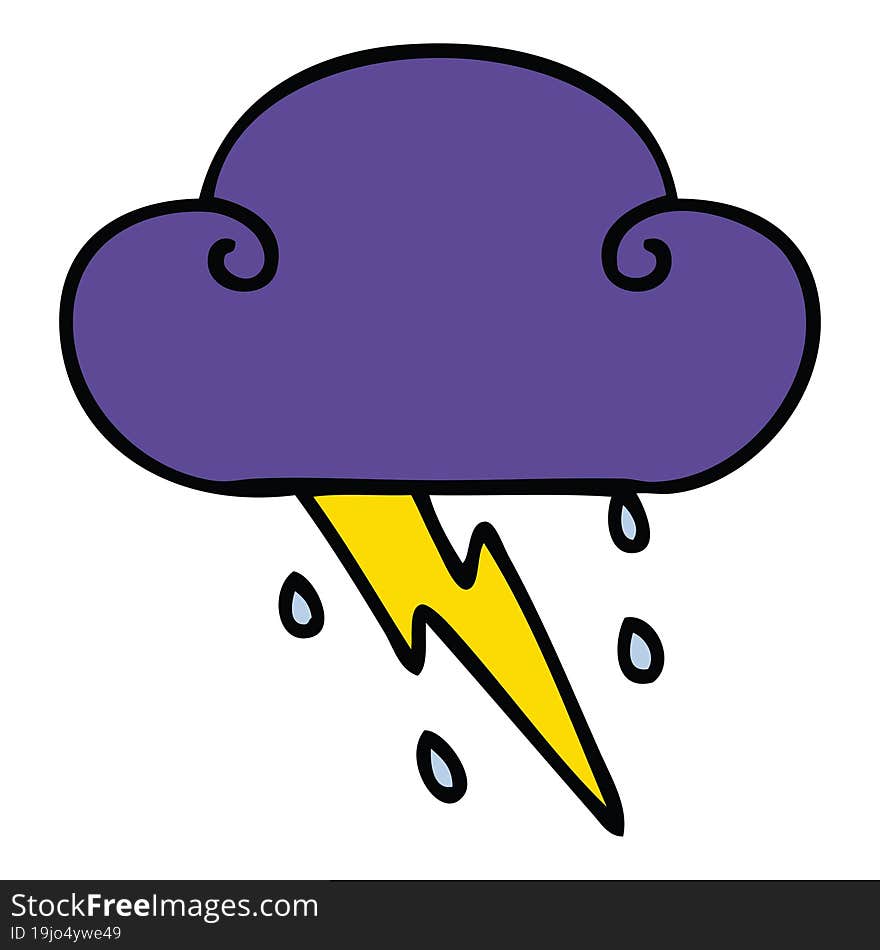 quirky hand drawn cartoon thunder cloud