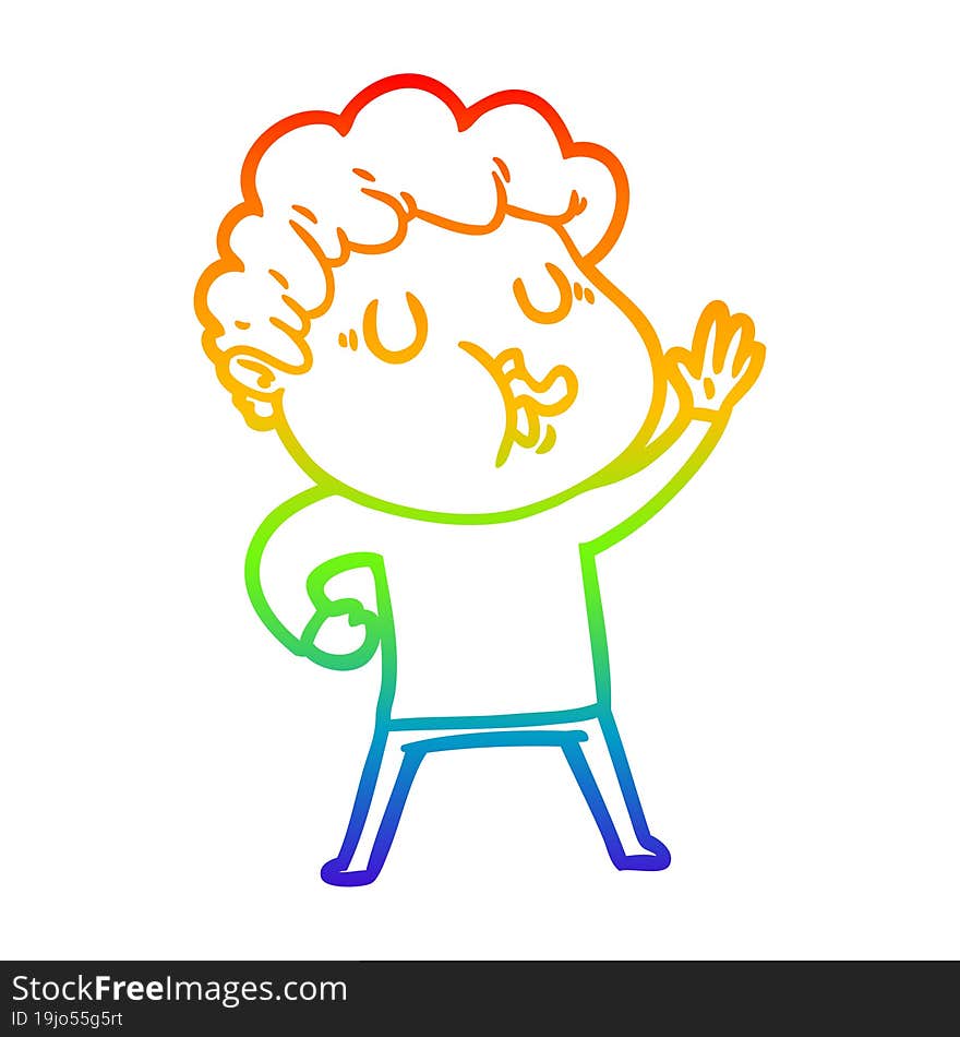 rainbow gradient line drawing cartoon man singing