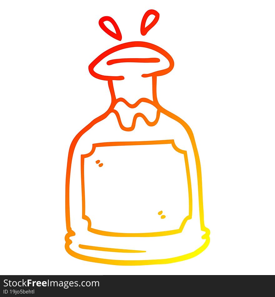 warm gradient line drawing of a cartoon whiskey decanter