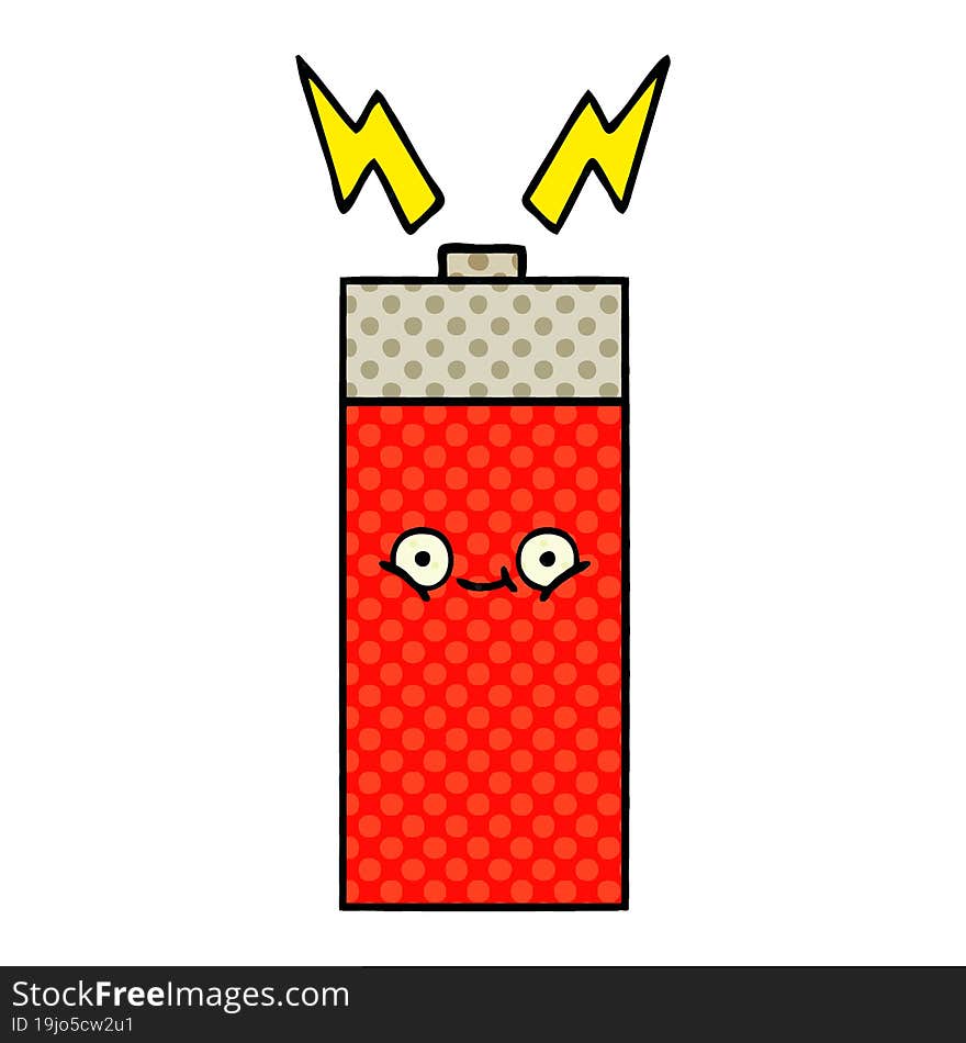 comic book style cartoon of a battery