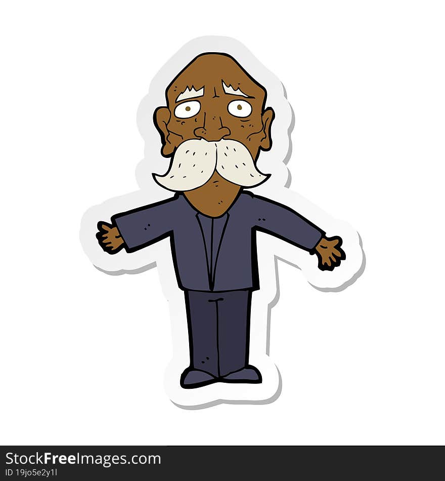 sticker of a cartoon disappointed old man