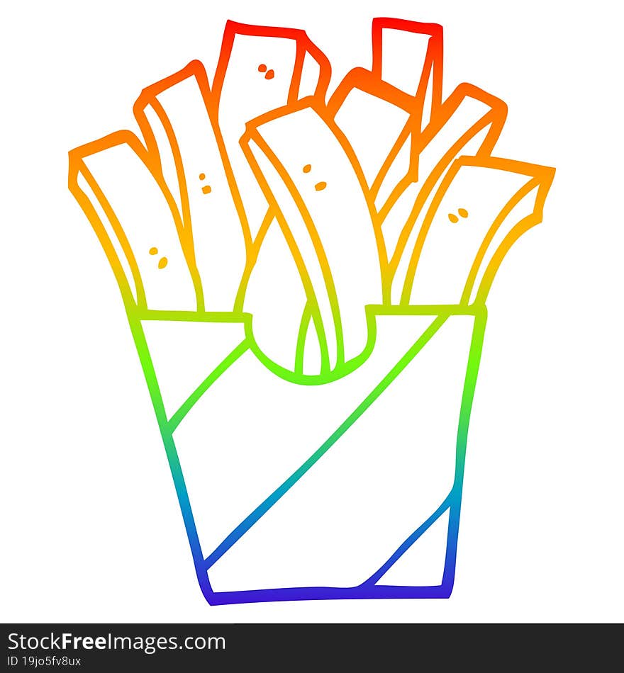 rainbow gradient line drawing cartoon fries