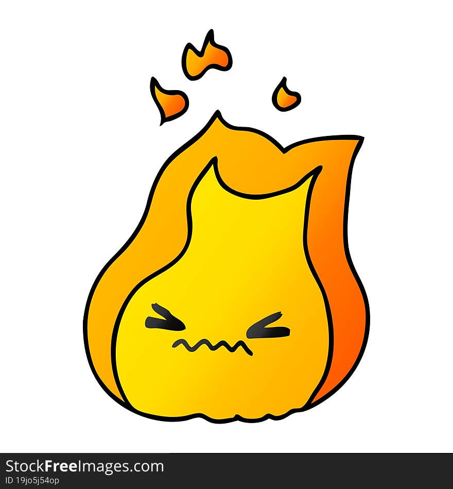 gradient cartoon of cute kawaii fire flame