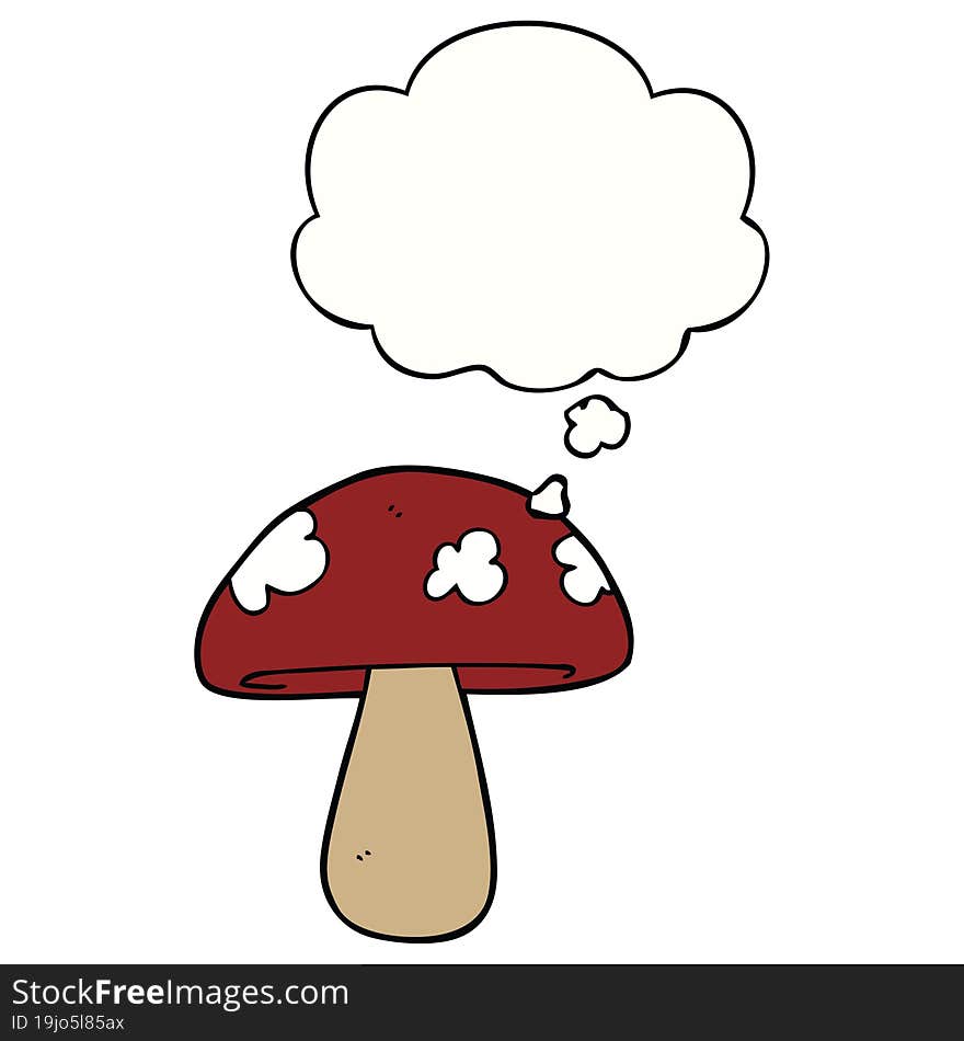 cartoon mushroom with thought bubble. cartoon mushroom with thought bubble