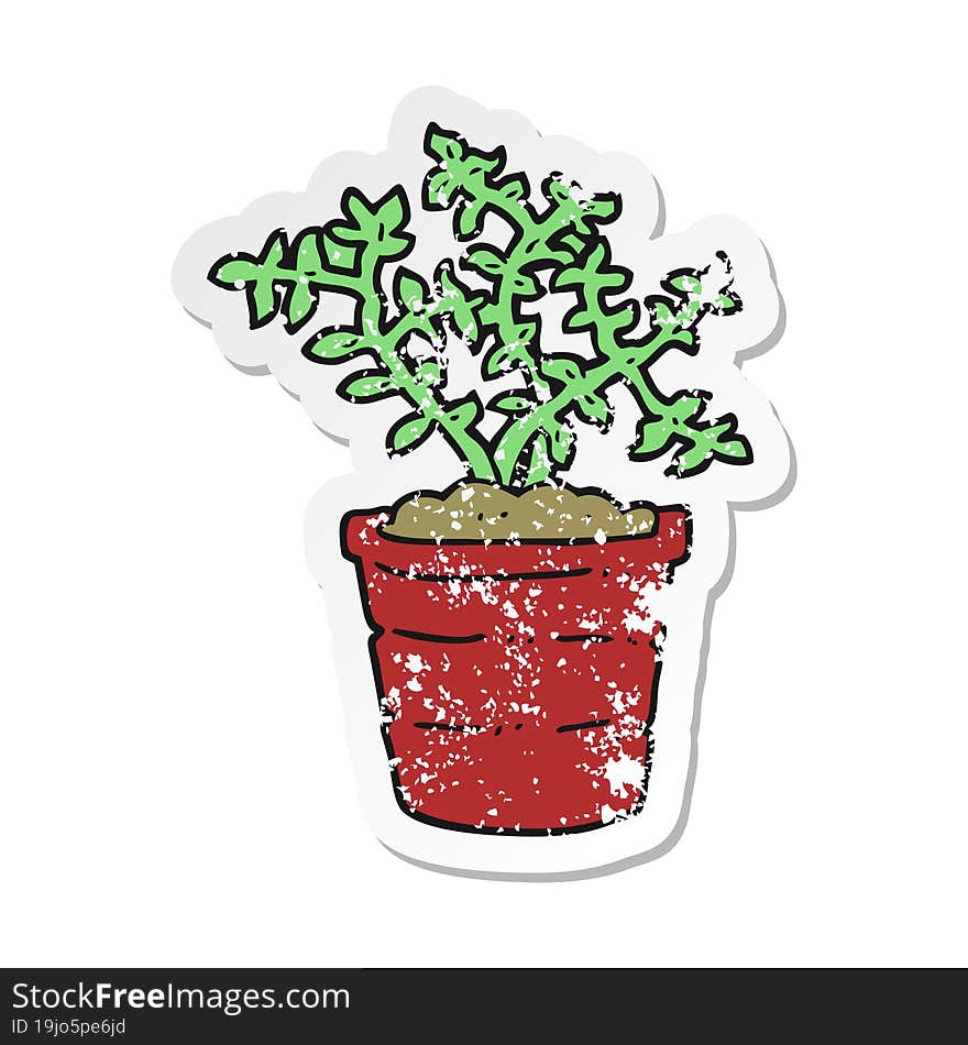 retro distressed sticker of a cartoon plant