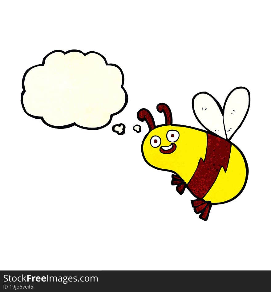 funny cartoon bee with thought bubble