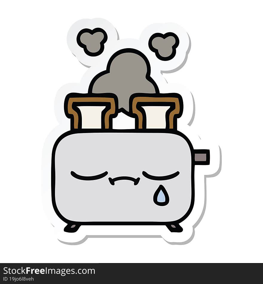 sticker of a cute cartoon of a toaster