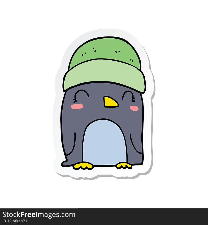 sticker of a cute cartoon penguin