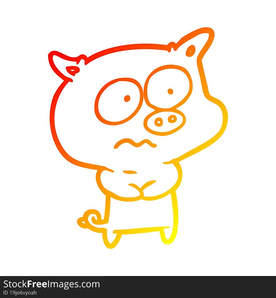 warm gradient line drawing nervous pig