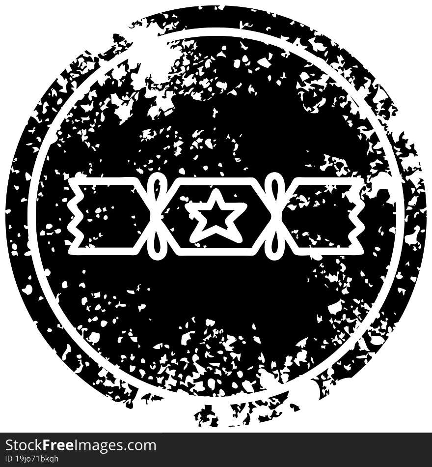 christmas cracker distressed icon symbol