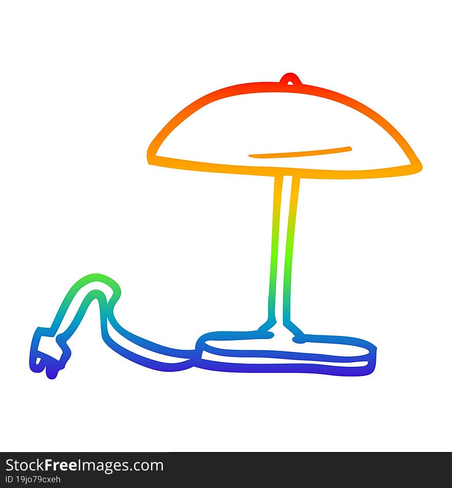 rainbow gradient line drawing of a cartoon lamp