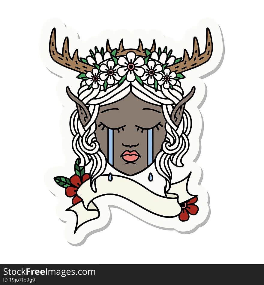 Sad Elf Druid Character Face Sticker