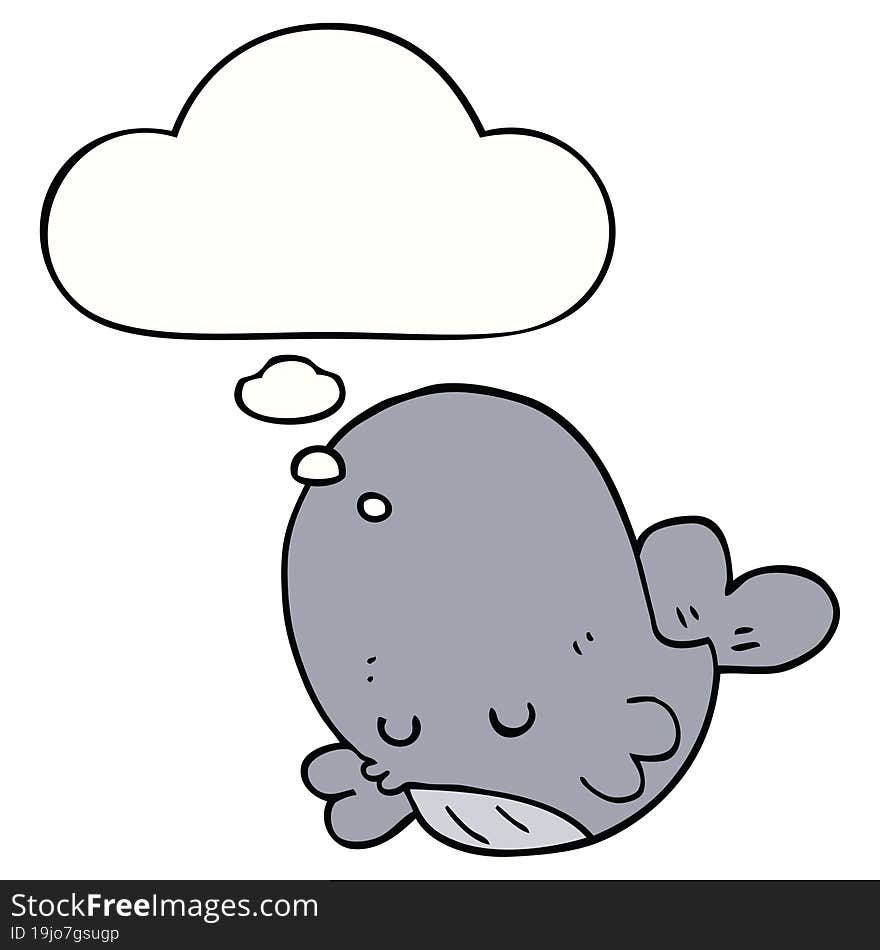 cartoon whale with thought bubble. cartoon whale with thought bubble