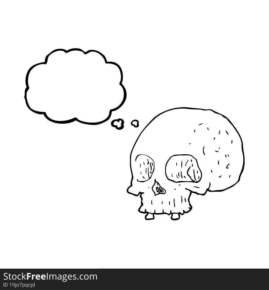 thought bubble cartoon old skull