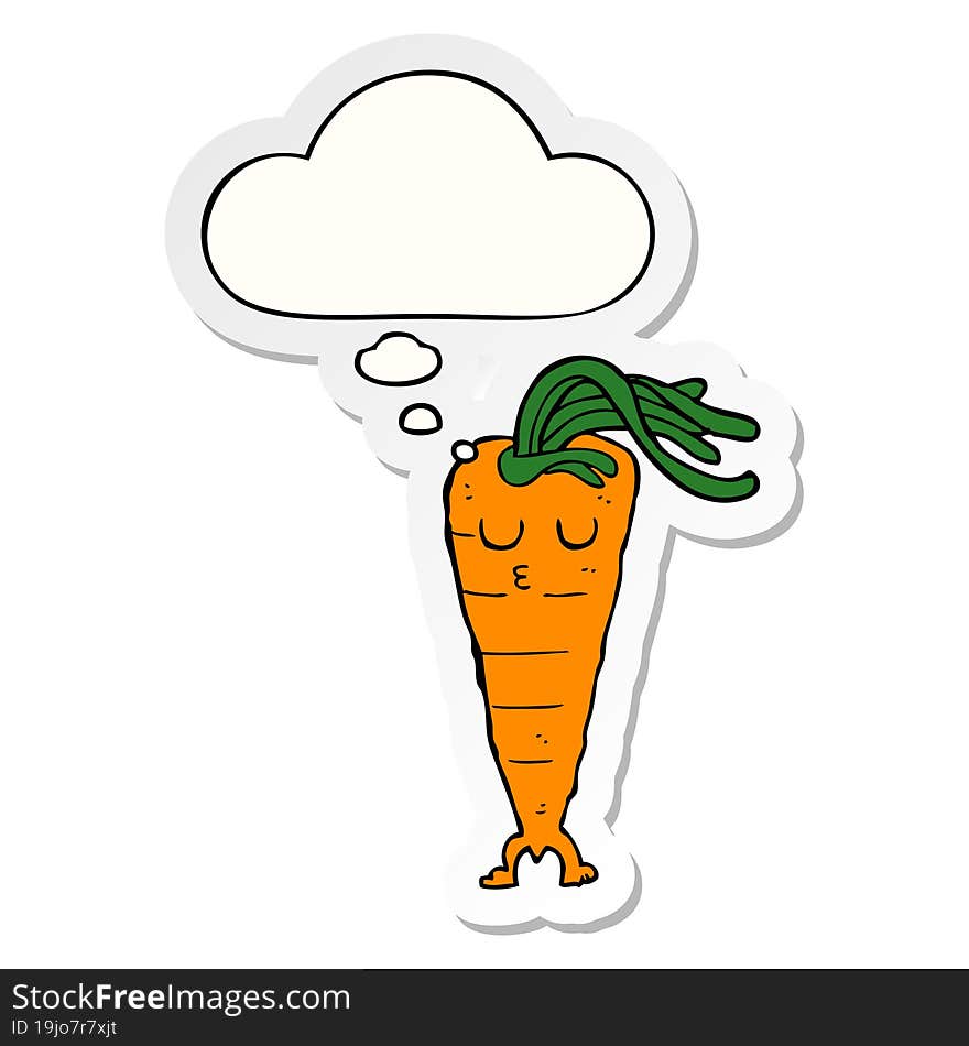 Cartoon Carrot And Thought Bubble As A Printed Sticker