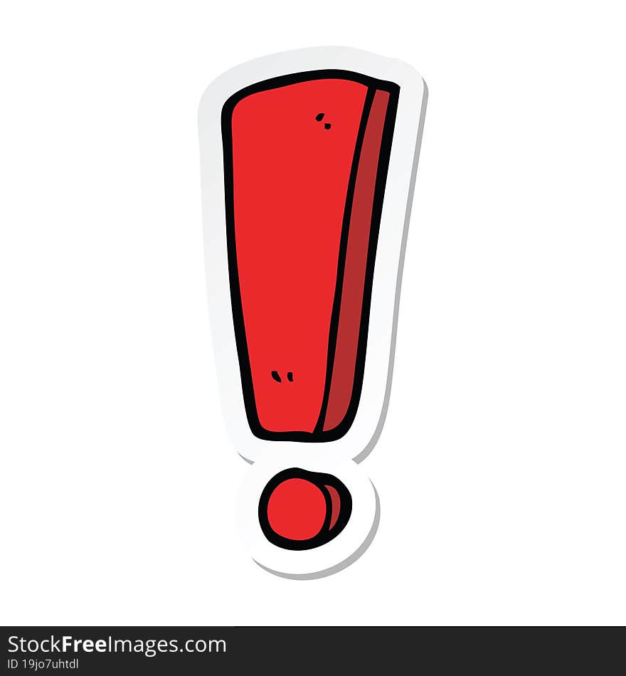 sticker of a cartoon exclamation mark