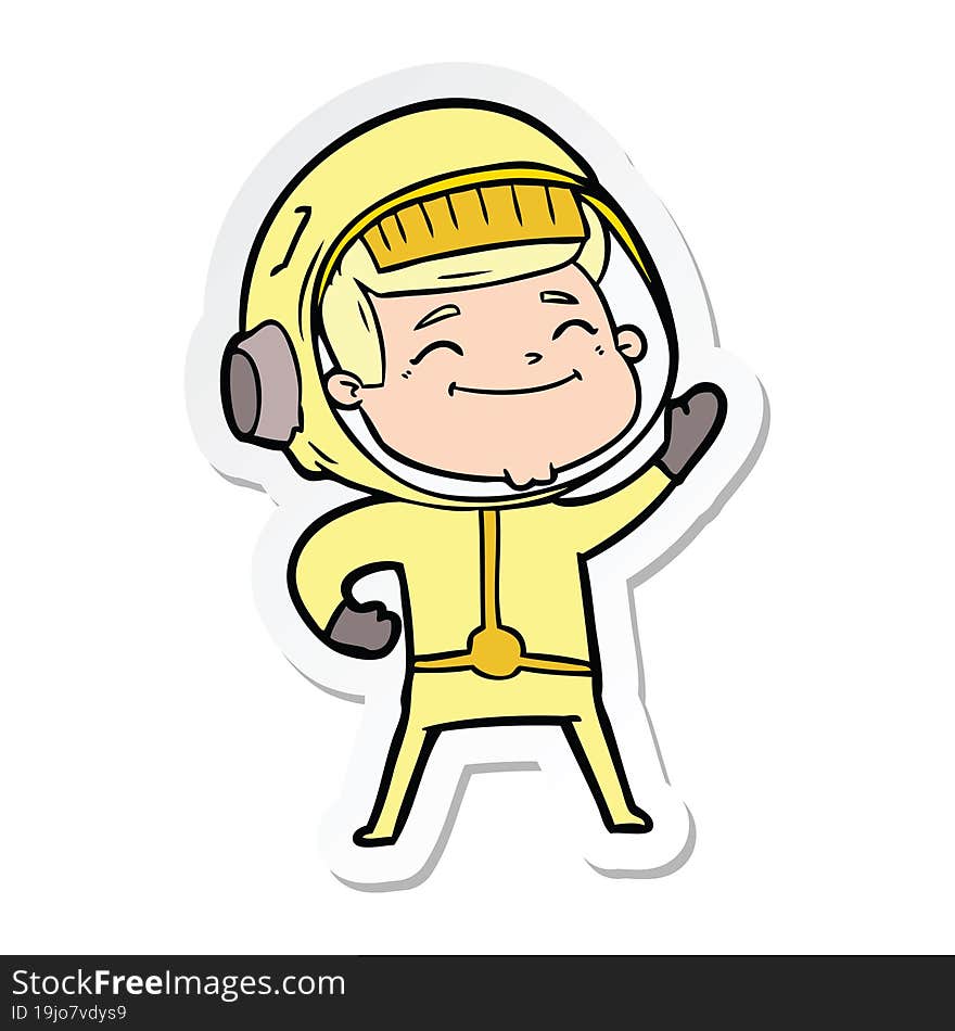 Sticker Of A Happy Cartoon Astronaut