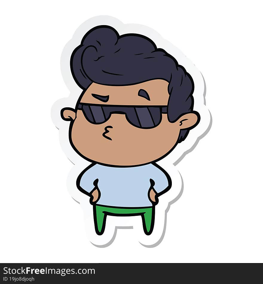 sticker of a cartoon cool guy