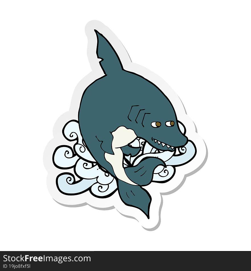 Sticker Of A Funny Cartoon Shark