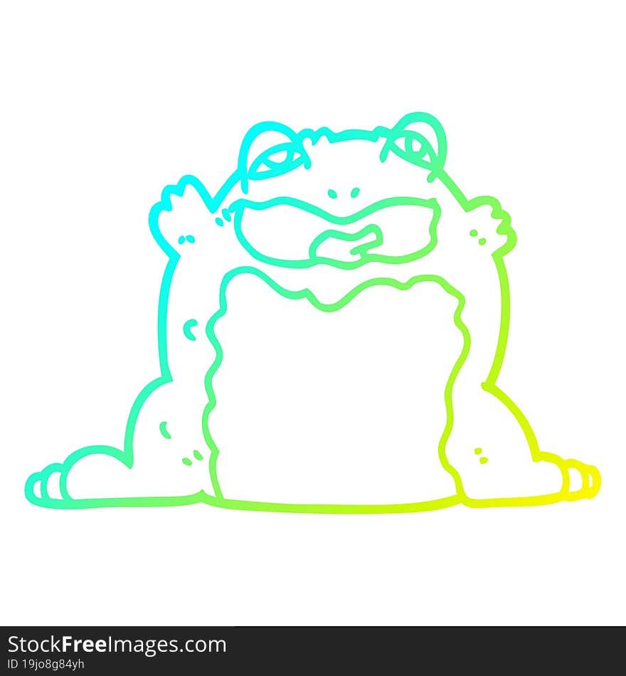 cold gradient line drawing cartoon toad