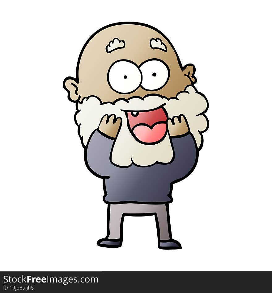 cartoon crazy happy man with beard gasping. cartoon crazy happy man with beard gasping