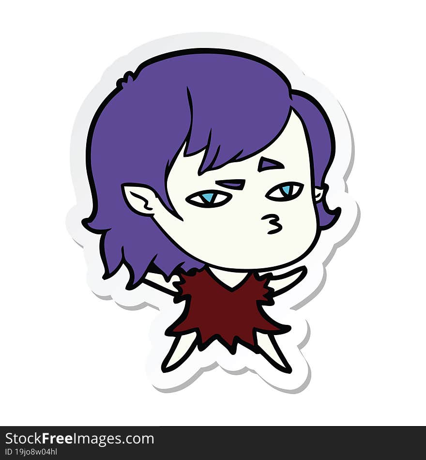 Sticker Of A Cartoon Vampire Girl