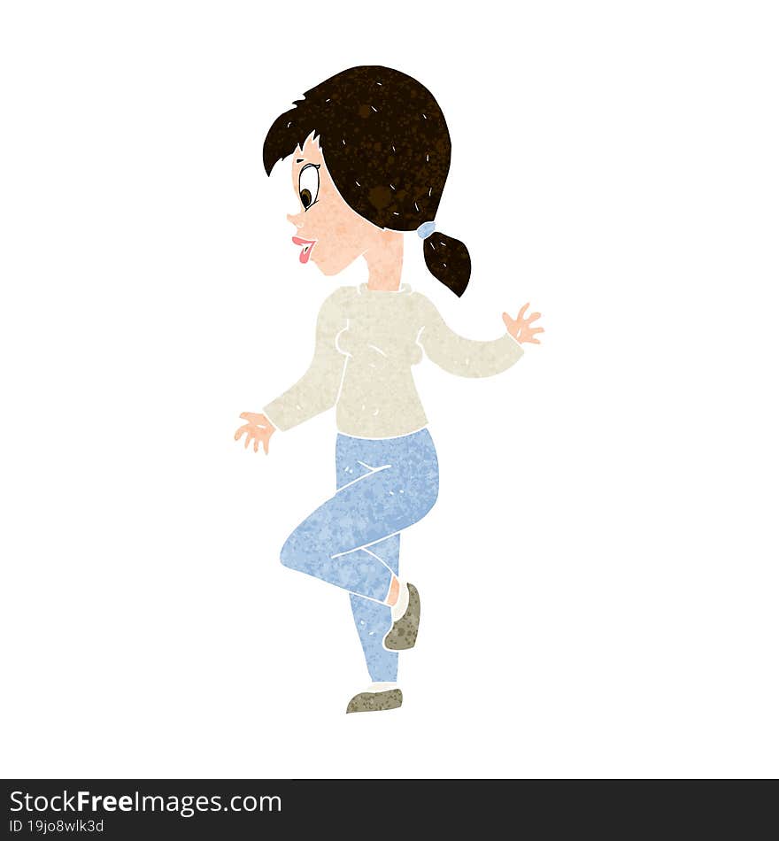 cartoon woman waving