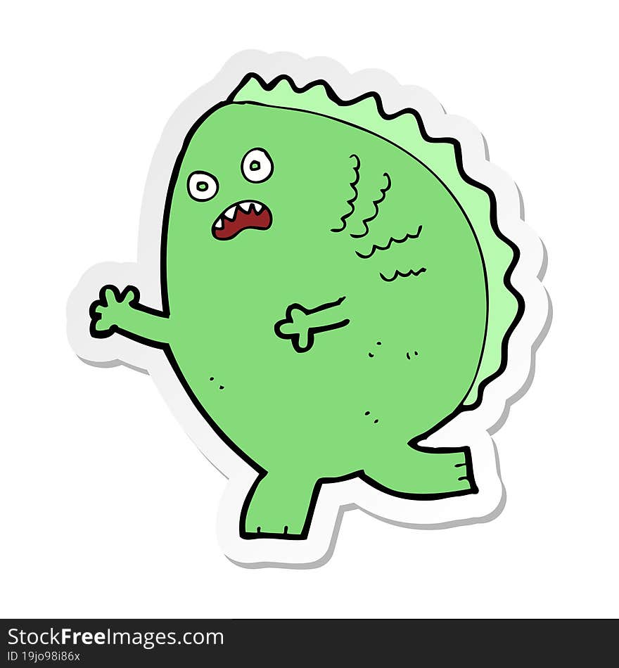 Sticker Of A Cartoon Monster