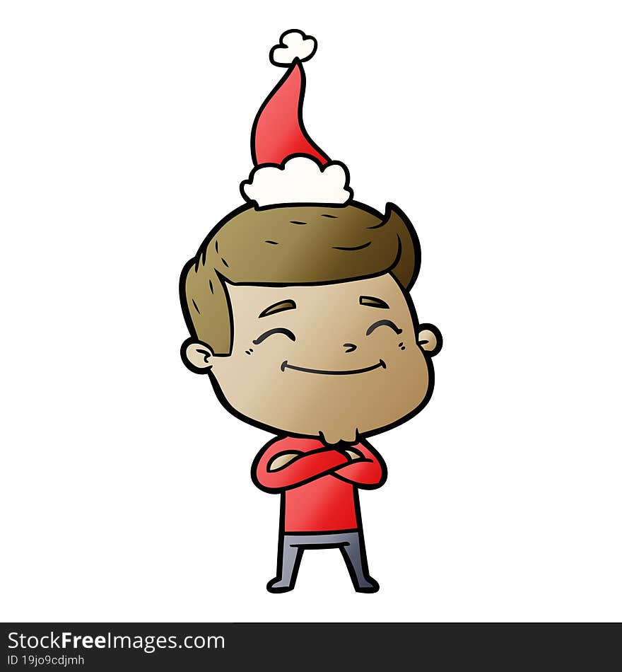 Happy Gradient Cartoon Of A Man Wearing Santa Hat