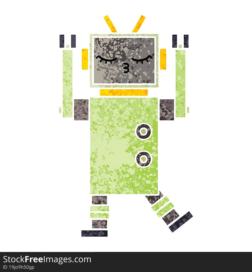 Retro Illustration Style Cartoon Robot